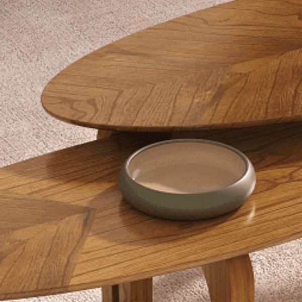 Conjunto Mesa de Centro Laminada Folha Orgânica - Imagem 4