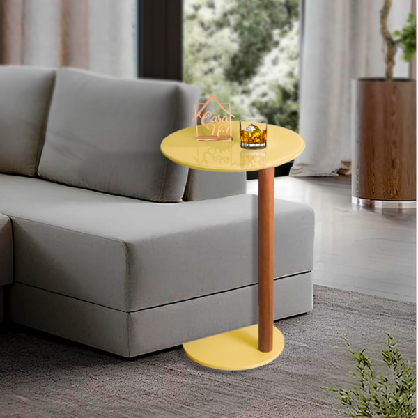 Mesa De Apoio Lateral Para Sofá Ou Poltrona Com Vidro Sévia - Imagem 10