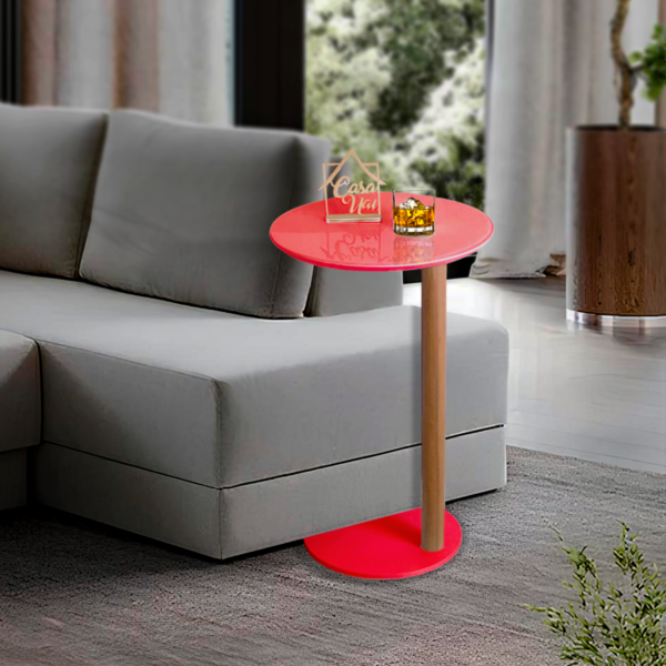 Mesa De Apoio Lateral Para Sofá Ou Poltrona Com Vidro Sévia - Imagem 11