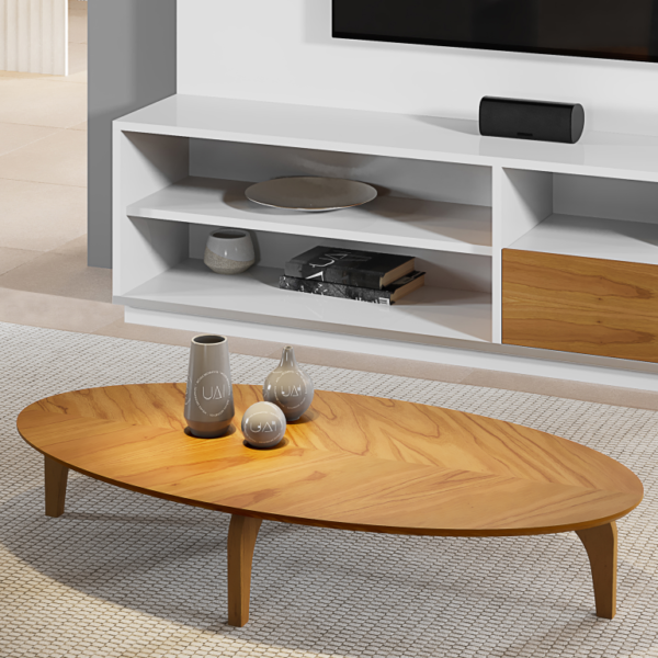 Mesa de Centro Laminada Folha Orgânico Canada 100x45  Casa Uai Mel - Imagem 2