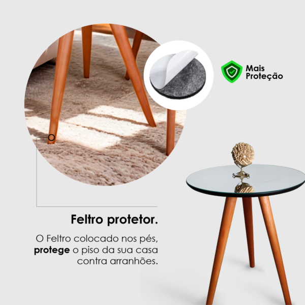 Mesa Lateral Pé Palito De Canto Tampo com Espelho 50x60 Casa Uai - Imagem 4