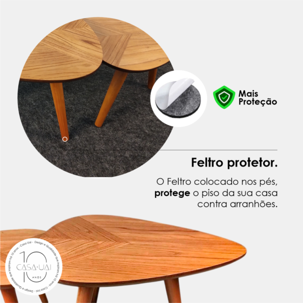 Conjunto Mesa de Centro Pe Palito Orgânico 60/50 Libano Casa Uai Laminada - Imagem 7