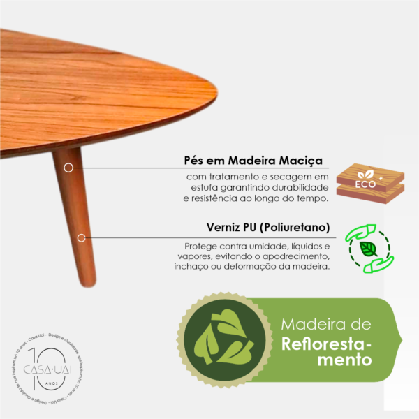 Conjunto Mesa de Centro Pe Palito Orgânico 60/50 Libano Casa Uai Laminada - Imagem 5