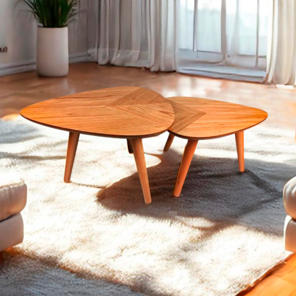 Conjunto Mesa de Centro Pe Palito Orgânico 60/50 Libano Casa Uai Laminada - Imagem 2