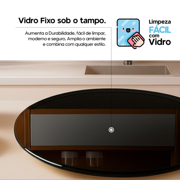 Prato Giratório 40 cm Diâmetro com Vidro Casa Uai Off White Vidro - Imagem 6