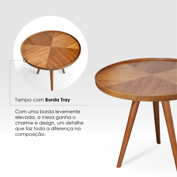 Mesa de Canto Lateral Laminada Marchetaria Candy Casa Uai Mel - Imagem 5
