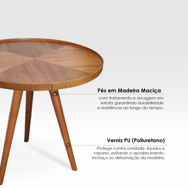 Mesa de Canto Lateral Laminada Marchetaria Candy Casa Uai Mel - Imagem 6