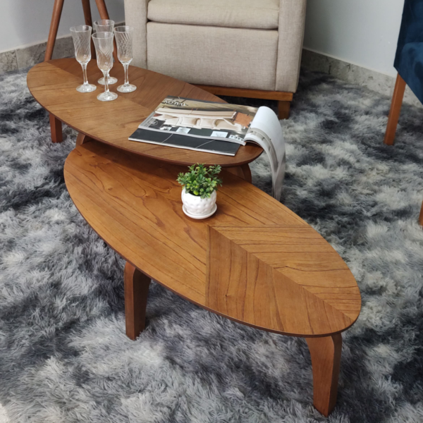 Mesa de Centro Laminada Folha Orgânico Montreal 90x40  Casa Uai Mel - Imagem 4