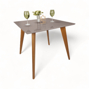 Mesa de Jantar Tampo Quadrado com Vidro 90cm Slim Casa Uai Fendi