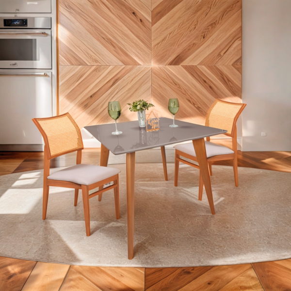 Mesa de Jantar Tampo Quadrado com Vidro 90cm Slim Casa Uai Fendi - Imagem 4