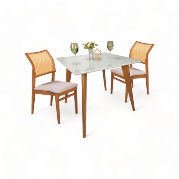 Mesa de Jantar Tampo Quadrado com Vidro 90cm Slim Casa Uai Off White - Imagem 3