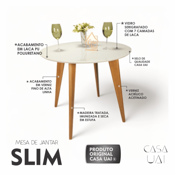 Mesa De Jantar Redonda Slim 90 cm Casa Uai - Imagem 4