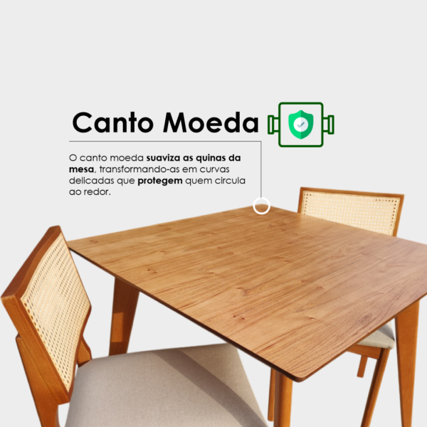 Mesa de Jantar Tampo Quadrado 90cm Laminada Slim Madeira - Imagem 6