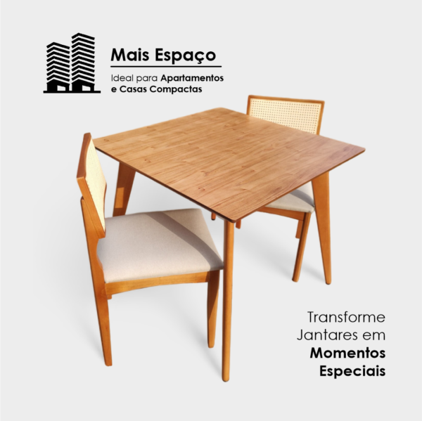 Mesa de Jantar Tampo Quadrado 90cm Laminada Slim Madeira - Imagem 9