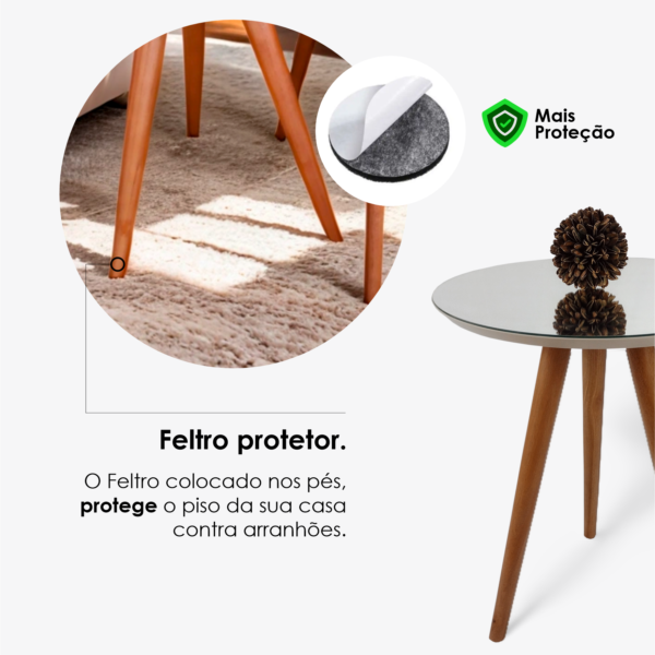 Mesa Lateral Redonda Pé Palito Com Espelho 60x40 Casa Uai - Imagem 4