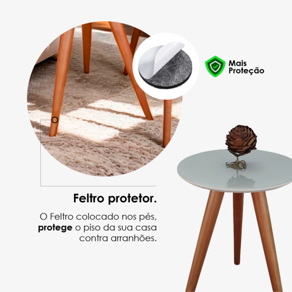 Mesa Lateral Redonda Pé Palito Com Vidro 50x40 Casa Uai - Imagem 4