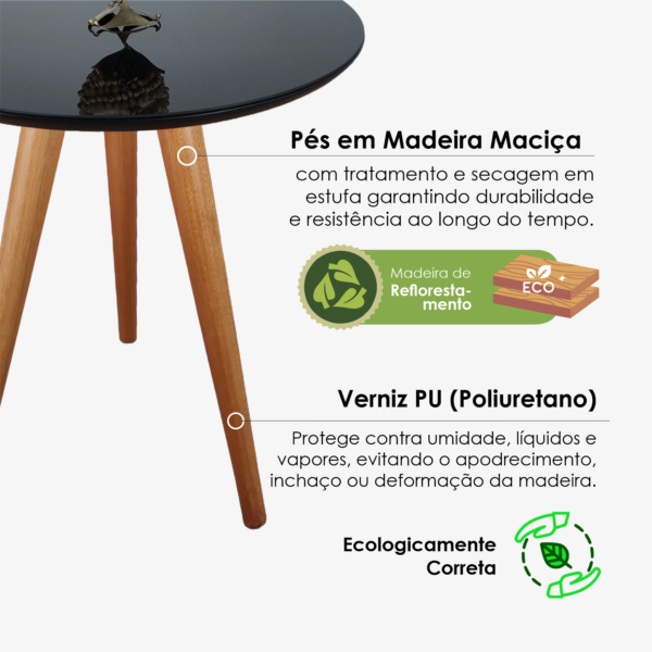 Conjunto Mesa Lateral Pé Palito De Canto Com Vidro 50x60 70x60 - Imagem 3