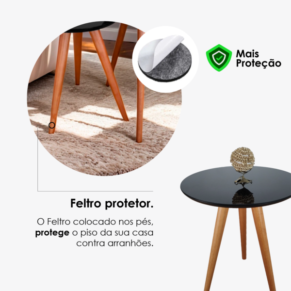 Conjunto Mesa Lateral Pé Palito De Canto Com Vidro 50x60 70x60 - Imagem 4