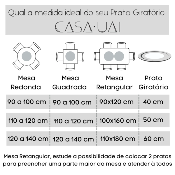 Prato Giratório 40 cm Diâmetro com Vidro Casa Uai Off White Vidro - Imagem 8