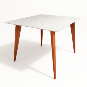 Mesa de Jantar Tampo Quadrado com Vidro 90cm Slim Casa Uai Off White